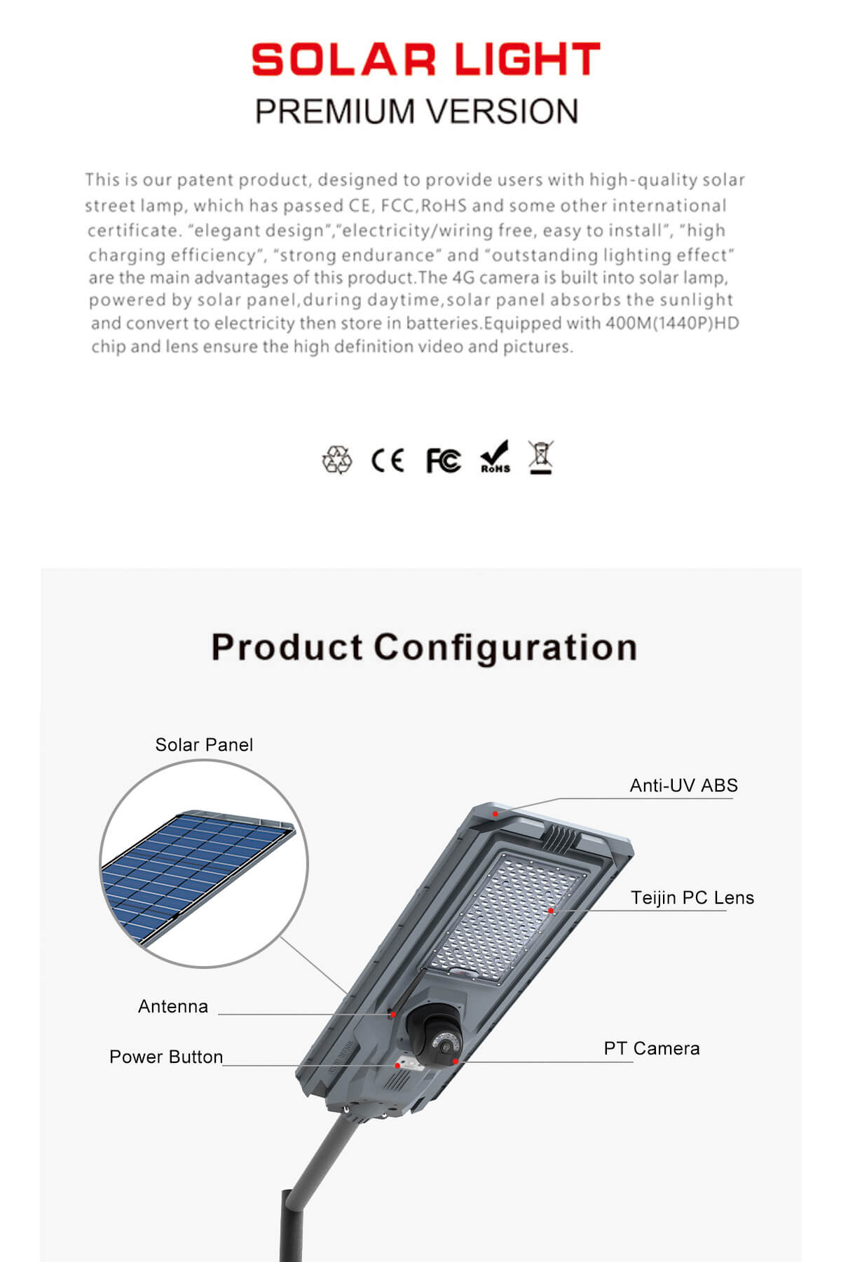 waterproof led solar street light