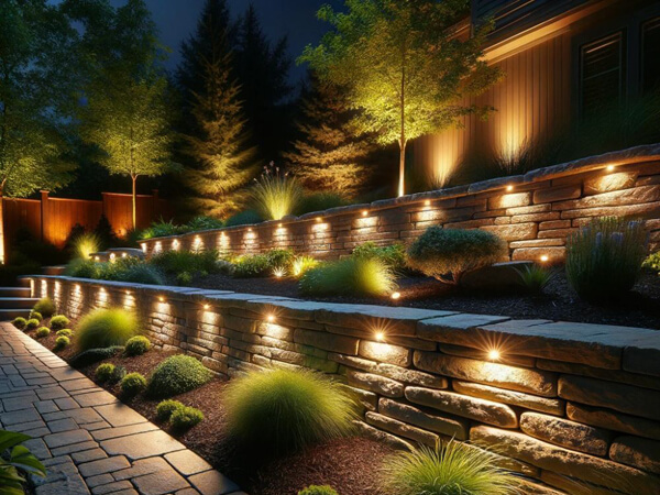 hardscape light retaining wall