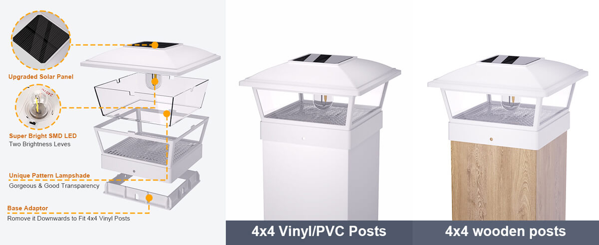 yard solar post cap light