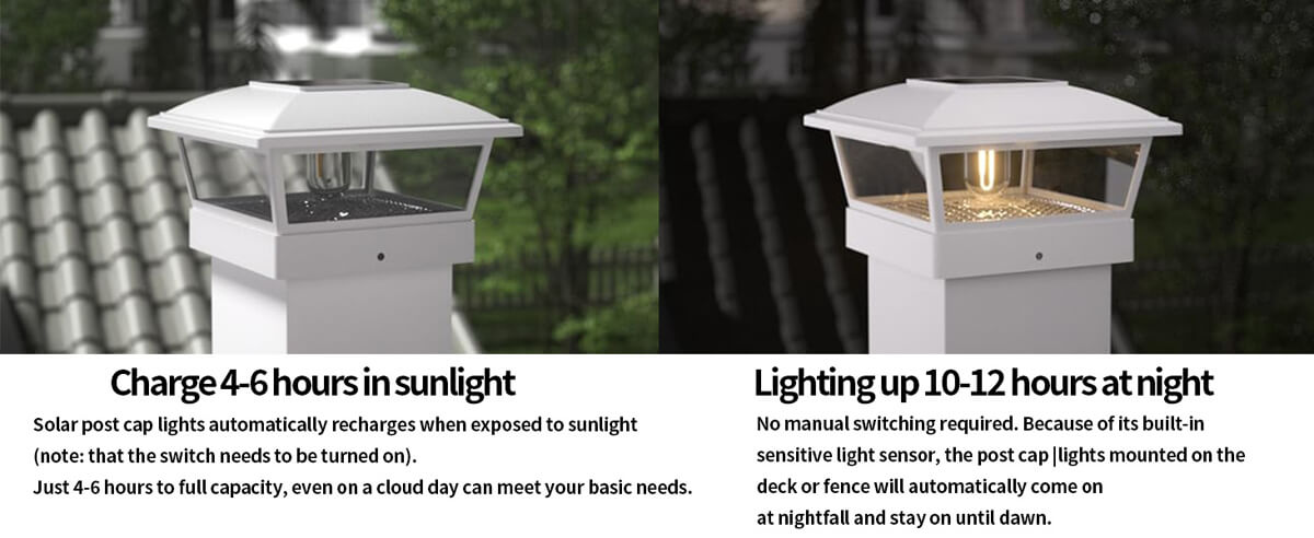 yard solar post cap light