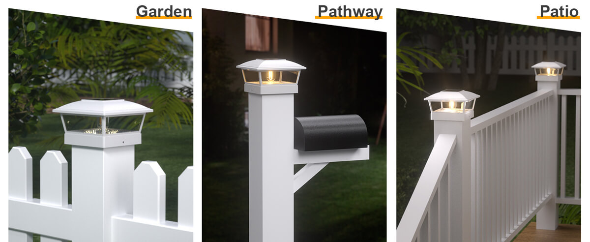 yard solar post cap light